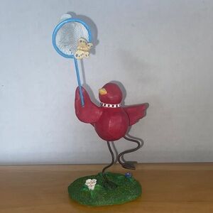 Russ Berrie Tweet Along With Me Yard Birds Catch It Butterfly In Net Figurine
